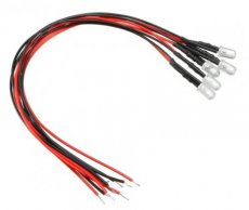 (C 32469 RED) 3mm Size Red LED Lights (5) w/ Wires DC Input 6V-12VDC