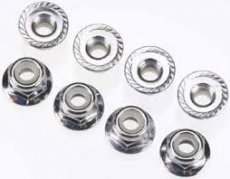 (TRX3647)Nuts, 4mm flanged nylon locking (steel, serrated) (8)