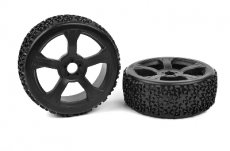 C-00180-376 (C-00180-376) Off-Road 1/8 Buggy Tires - Ninja - Low Profile - Glued on Black Rims - 1 pair