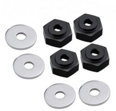 (C31087BLACK) 12-to-17mm Conversion Alloy Hex Wheel (4) Hub +1mm Offset for 1/10 Scale RC