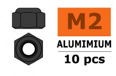 Aluminium zelfborgende zeskantmoer - M2 - Gun Metaal - 10 st