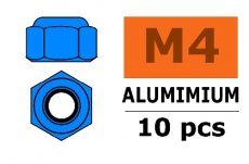 (GF-0400-044) Revtec - Aluminium zelfborgende zeskantmoer - M4 - Blauw - 10 st