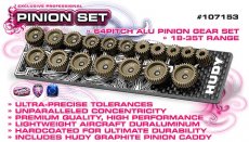 H 107153 (H 107153) Set of 18 Alu Pinions 64P with Caddy 18T-35T