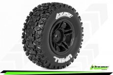 (LR-T3223SBTF) Louise RC - SC-UPHILL - 1-10 Short Course Tire Set - Mounted - Soft - Black Wheels - Hex 12mm - SLASH 2WD - Front
