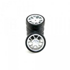 (RI26073) RIDE 1/10 BELTED TYRES PREGLUED SILVER WHEEL