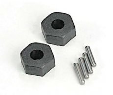 (TRX1654)Wheel hubs, hex (2)/ stub axle pins (2)
