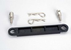 (TRX3727) Battery hold-down plate (black)/ metal posts (2)/body clips