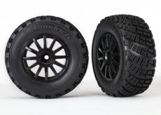 (TRX 7473T) Tires & wheels, assembled, glued (black wheels, gravel pattern)