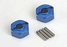 (TRX1654X) Wheel hubs, hex (blue-anodized, lightweight aluminum) (2)/ a