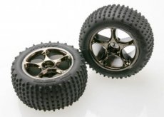 (TRX2470A) Tires & wheels, assembled (Tracer 2.2 black chrome wheels, A