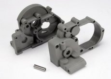 (TRX3691A) Gearbox halves (l&r) (grey) w/ idler gear shaft